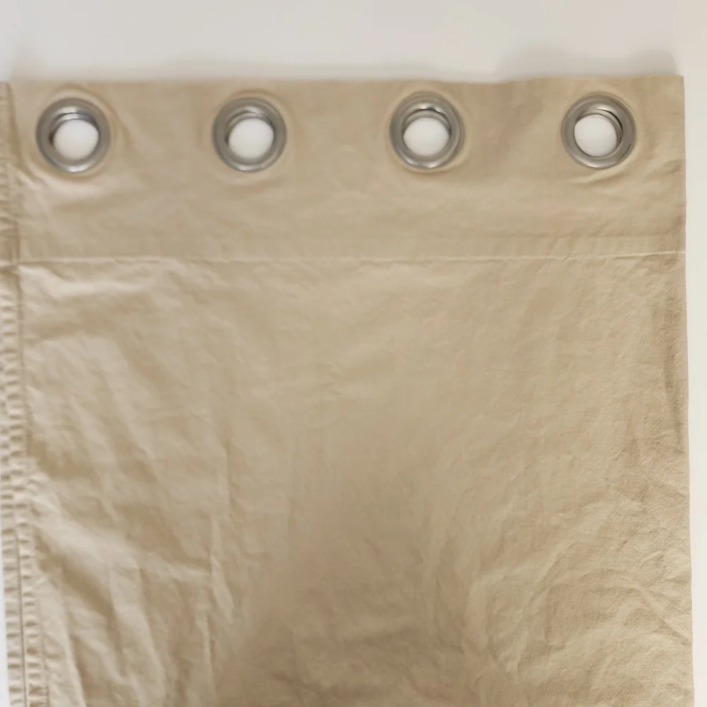 West Elm Tan Cotton Canvas Curtains with Silver Grommets (Set Of 3)